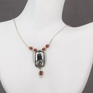 Silpada Vintage Rare Sterling Silver & Coral Sandstone Necklace